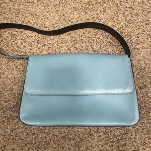 Retro 90’s style Kenneth Cole blue leather handbag
